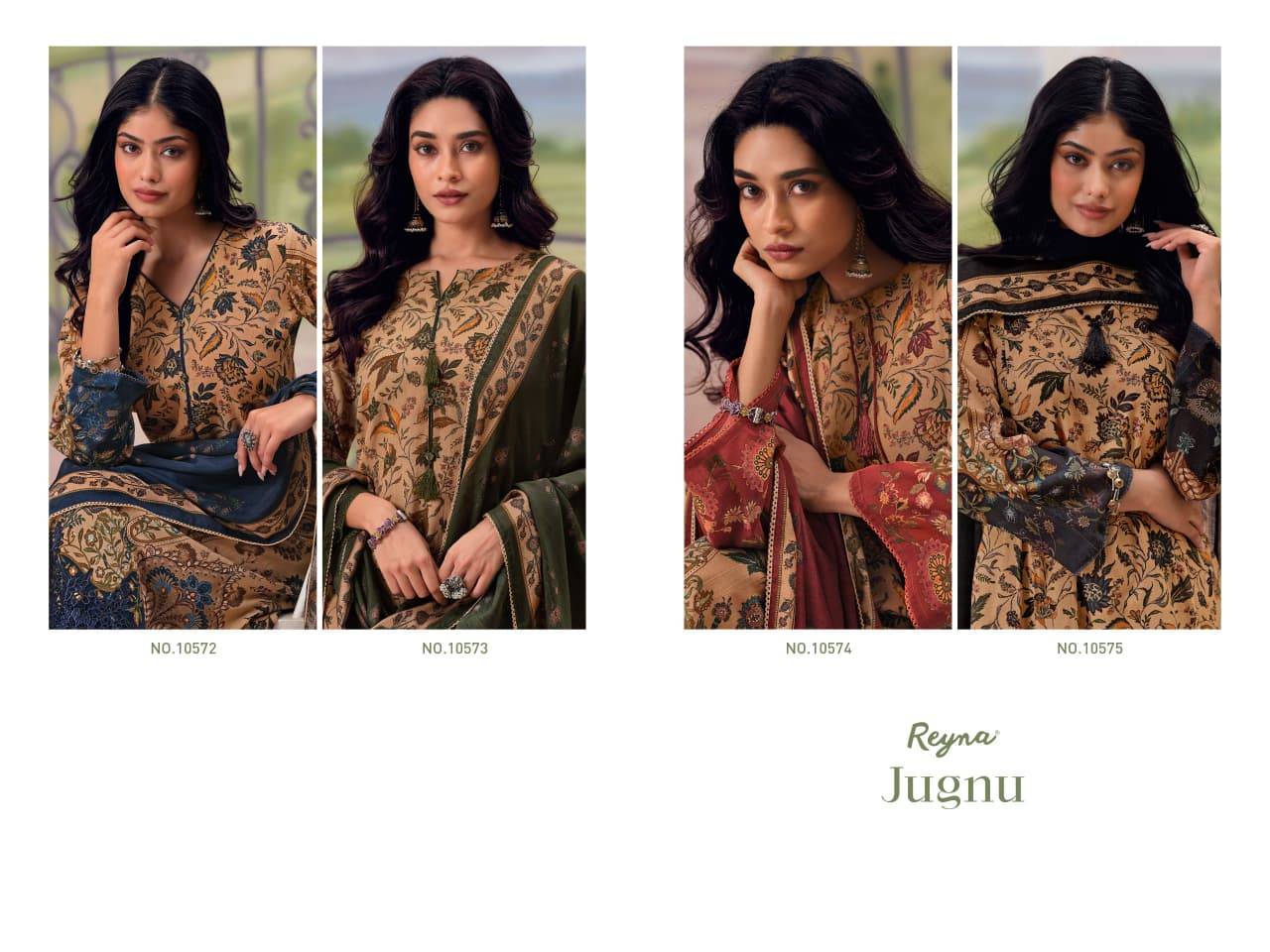 JUGNU By REYNA 10572 To 10575 Series Stylish Beautiful Colourful PURE BANARASI MUL Dresses At Wholesale Price